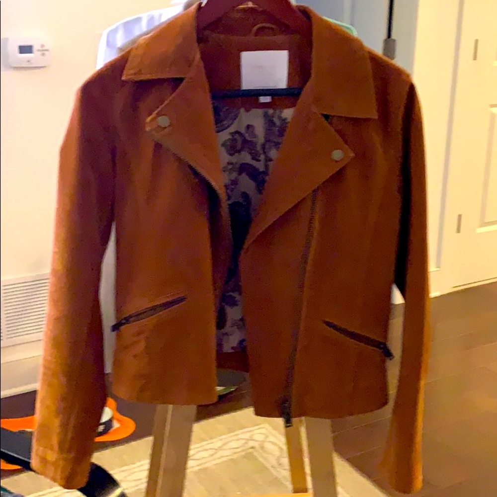 Anthropologie faux suede tan crop jacket